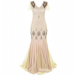 1920ndate naiste vintage litritega kalasabaga &otilde;htukleit bankettideks ja pidudeks. Extra Extra Large kuld/beež