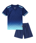 Hiheart Junior Treeningriided Suvine L&uuml;hikeste Varrukatega ja Suurus 140cm Laste Jalgpalli/Futsali Komplekt, Poiste R&otilde;ivad, L&uuml;hikesed P&uuml;ksid, Tumesinine, blue