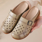 Moodsad uued veisenahast madala kontsaga sandaalid naiste &otilde;&otilde;nesmuleskingad naise pandlaga rihmaga suss-sandaalid daamide elegantsed slip-on kingad 35 khaki
