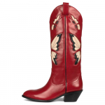 Mood 2025 T&auml;iesti uued Suur suurus 43 Punased Liblikaga Cowboy Saapad Naistele Must Vintage Slip-On Cowgirl P&otilde;lvepikkusega Saapad Kingad 35 punane