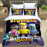 3D m&auml;ngukarakteritega Stumble-guys Voodipesukomplektid Peen Vooditarvete Komplekt Tekikott Tekikomplekt Luksuslik S&uuml;nnip&auml;evakingitus Kodutekstiil EU single(135x200cm)