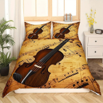 Viiuli teemaline tekikoti komplekt Queen Size noodid voodipesukomplekt 3 tk naistele meestele j&otilde;ulud magamistoa sisustus viiulimuusika armastaja mugavus Set&Eu Twin 135x200cm