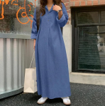Moodne Naiste Sinine Denim Suvekleit S&uuml;gisene Rev&auml;&auml;riga Pikkade Varrukatega &Uuml;hev&auml;rviline Pikk S&auml;rgikleit Vabaaja L&otilde;tv Vestido Kleit Naistele S sinine