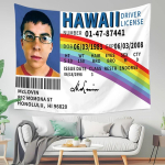 1 Huvitav McLovin ID Lipuga Rippuv Seinavaip, Seinavaiba B&auml;nner, K&otilde;rglahutusega Tr&uuml;kk, V&auml;rske Lipp &Uuml;likooli &Uuml;hiselamutele