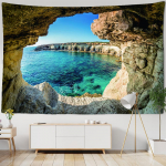 3D Seinale Riputatav Maastikukunst M&uuml;stiline Koobas Ookeani Seinavaip Seinale Riputatav Trippy Seinakunst Toa Seinavaip Taustakangas Kaunistada W150xH130cm