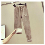 Naiste trendikas talvine lambavillane kolmeosaline komplekt: Fliisjakk, kampsun ja vabaajap&uuml;ksid XXL