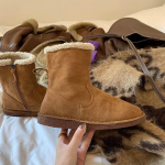 2024 Naiste Lumesaapad Talvised Keskmise S&auml;&auml;rega Pluss Sametiga Paksendatud Soojad Puuvillased Kingad Karusnahaga Integreeritud Moekad Platvormiga Naiste Poolsaapad 40 helepruun v&auml;rv