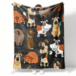 K&otilde;ikide hooaegade flanellist pleed armsa koomiksikoeraga - pehme, soe ja mugav, suurep&auml;rane diivani v&otilde;i voodi jaoks, mitmev&auml;rviline variant 30x40in