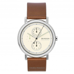 Skagen Signatur nahkrihmaga multifunktsionaalne kreemikas sihver kvartsmehhanismiga SKW6942 Meeste k&auml;ekell kreemikas