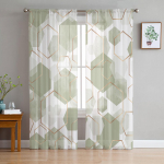 Salveiroheline geomeetriline tekstuur L&auml;bipaistev aknakardin T&uuml;llkardinad elutuppa Magamistoa Hotelli kodukaunistus Voile kardinad 135W x 114H(cm)