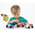 Jeu de v&eacute;hicules d'urgence en bois - 4 v&eacute;hicules - Mixte - 3 ans et plus roheline