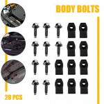 20PCS Black Body Bolts & U-nut Clips Fit Truck Ford 5/16-18 x 1-3/16 - 1/2 hex