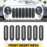 Front New Grille Accessories Mesh Headlight erts Fit Cover Jeep JK Wrangler