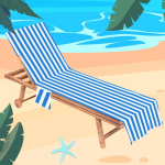 P&auml;evitustooli r&auml;tik Rannatooli katted Chaise Lounge'i kate Basseini Ranna Aia Hoovi V&auml;listingimustes Reisimine Triibuline Tume Sinine 75-215CM&1pc