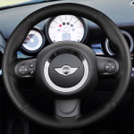 For Mini POADSTER PACEMAN COUPE R56 R57 Hand-stitched black Leather Non-slip car Steering Wheel Cover Red line style