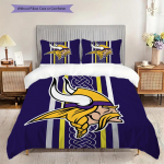 Minnesota Vikings Muster Voodipesu Tekikott Komplekt Tekikott Padjap&uuml;&uuml;r Kodu Kaunistus S&uuml;nnip&auml;evakingitus (1 * tekikott + 2 * padjap&uuml;&uuml;ri, ilma s&uuml;damikuta) 135x200cm