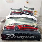 Retro Dodge Srt Hellcat Racing Tekikatted Voodipesukomplektid Kuninganna Voodipesukomplekt Tekikott Poiste Toa Voodipadi Tekikate EU Single(135*200cm)3pcs gray
