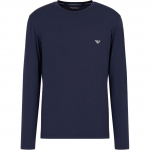Emporio Armani Ss24 &Uuml;hev&auml;rviline Kotka Logotr&uuml;kiga &Uuml;mmarguse Kaelusega Vabaaja Pikkade Varrukatega T-s&auml;rk Meeste pealisr&otilde;ivad Tumesinine 111984-4F511-00135 S