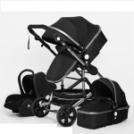 BAZARLAND30.Poussette 3 en 1 B&eacute;b&eacute; Combin&eacute;e Si&egrave;ge-Auto Nacelle Trio R&eacute;versible R&eacute;glable Haute Qualit&eacute; Roues increvables Canne noir. must