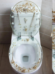L&auml;bipaistev vaik WC-pott Roostevabast terasest hingedega WC Kuivatatud lilledega kate 150 kg kandev&otilde;ime Pehme sulgumine Kodu/Hotellide jaoks Round puhas
