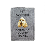 American Cocker Spaniel, Merry Cocker - Dog passport case, document case, gift for the traveller from the Art-Dog brand