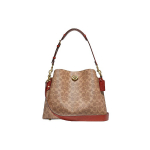 Coach Willow 32 Klassikaline Monogramm Kaetud L&otilde;uend ja Nahast T&otilde;mblukuga K&auml;ekott Naiste tote Pruun Kollane Roostepruun C2745-B4NQ4 Basic Set (Bag+Dust Bag)