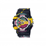 CASIO Meeste vedelkristall/analoog kahekordse n&auml;iduga seeria Valge k&auml;ekell GA-110LL-1APR- Black Strap