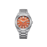 CITIZEN 100m veekindel, valgusj&otilde;ul t&ouml;&ouml;tav kvartsmehhanism, roostevabast terasest rihmaga k&auml;ekell 41mm BM7630-80Z Orange Watch Dial brown