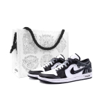 Jordan Air Jordan 1 Cushioning Slip Resistant Breathable Low top Vintage Basketball Shoes Unisex Obsidian Black White 553558-132(Team25-S-BOX) 44