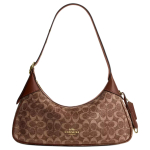 Kott Coach Ella 35 Klassikaline Monogramm Tr&uuml;kis Chenille Samet ja Sile Nahk T&otilde;mblukuga &Otilde;lakott V&auml;ikesed Naiste kotid Hele-Khaki Vintage-Pruun CDV37-IMYN0 Basic Set (Bag+Dust Bag) brown