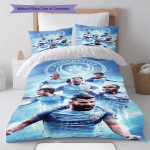 Manchester City F.C Muster Voodipesu Tekikomplekt Tekikate Padjap&uuml;&uuml;r Kodukaunistus S&uuml;nnip&auml;evakingitus (1 * tekikott + 2 * padjap&uuml;&uuml;ri, ilma s&uuml;damikuta) 135x200cm