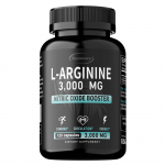 Arginiini kapslid, 3000 mg portsjoni kohta, l&auml;mmastikoksiidi toetus, 120 kapslit, sobib t&auml;iskasvanutele. 120