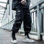 Mustad Cargo P&uuml;ksid Meeste Joggerid Hip Hop Techwear P&uuml;ksid Hipi Cargo P&uuml;ksid Meeste T&auml;navar&otilde;ivad Plus Size Taskud Oversize M must
