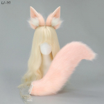 2 tk/komplekt Karvased Rebasek&otilde;rvad ja Saba Anime Pl&uuml;&uuml;sist Kassi-Koera K&otilde;rvad Peav&otilde;ru Roosa Loomasaba Kohev Cosplay K&otilde;rvad Saba M&auml;ngu Rollim&auml;ng ear and tail