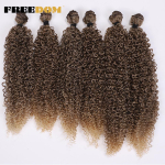 FREEDOM S&uuml;nteetilised Afro Kinky Krussis Juuksepikendused 6 tk/partii 260g Pikad S&uuml;nteetilised Juuksepakid Ombre Pruunid Kudumispatsid V&otilde;ltskiud (as the picture,22 24 26 6PCS)