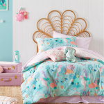 Eahphy 100% Looduslik Puuvill Armasta Meie Merd Kahepoolne Tekikoti Komplekt, Merihobuse Voodipesu Komplekt &Uuml;he- ja Kuninganna suuruses, T&uuml;drukute Tekikoti Komplekt 140x200cm