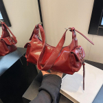 Tekstuur Retro Punane Pehme Nahk &Otilde;lakotid Naistele Trend &Uuml;hev&auml;rviline Mitmek&uuml;lgne Crossbody Kott T&ouml;&ouml;le Ostlemiseks Naiste K&auml;ekotid 29x10x12cm