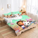 Multikas Tekikate Gabby'S Dollhouse, Padjap&uuml;&uuml;r Kaasas, Laste T&auml;iskasvanute Voodipesu, &Uuml;he-Kahekohaline Suurus, Poiste T&uuml;drukute Magamistoa Dekoor 90x200cm