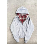 VibeStreet S&uuml;gis Naiste Gooti Harajuku Ins T&auml;nav Tikandiga T&otilde;mblukuga Moodne Kapuutsiga Kardigan Pusas&auml;rk T&auml;nav Retro Punk Top Y2k R&otilde;ivad XL helehall v&auml;rv