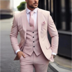 Roosad Luksuslikud Meeste &Uuml;likonnad Terno Slim Fit 3-osaline Jakk P&uuml;ksid Vestiga Pruut Pulm Tuxedo Kost&uuml;&uuml;m Homme Ametlik S&uuml;ndmus Terno XS