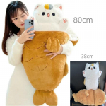 1 tk 40/60/80cm Kawaii Jaapan Taiyaki Kass Palusm&auml;nguasi Anime Kuju Kass peidus Padjakoti sees Laeva Loomad Palus Viskepadi about 27-30cm small