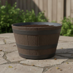 Kunstpuidust t&uuml;nnist lillepott Ilmastikukindel Vaikust vaimut&uuml;nni pott Kerge Suur Maamees Taim 15.5 Inch Ring Barrel gray
