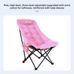Reguleeritava seljatoega kokkupandav matkatool jalatoega, ergonoomiline mugavus, polsterdatud esiosa k&auml;etugi valge