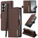 Magnetiline Klapp Nahast Telefonikott Samsung Galaxy Z Fold 8 Ultra7 6 5 4 3 5G Fold6 Fold5 Fold8 Rahakott Kaardihoidja Etui Coque Samsung Z Fold 8 pruun
