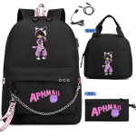 Aphmau Seljakott Vabaaja Meeste Ja Naiste Koolikott Seljakott USB Laadimisega Soojusisolatsiooniga L&otilde;unakoti Pliiatsikoti Kolmeosaline Komplekt three-piece set