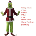 Silmapaistev Grinchi Cosplay Kost&uuml;&uuml;mi Komplekt Halloweeni Maskeraadipidudeks Costume(No Mask),3XL black