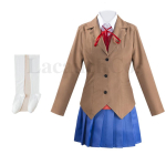 Anime kirjandusklubi cosplay kost&uuml;&uuml;m t&auml;iskomplekt, Jaapani keskkooli &uuml;likonna komplekt mitme stiiliga parukatega Halloweeni ja Comic-Coni jaoks XXXL&Doki Doki Literature brown