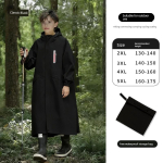 Laste vihmamantel algkooli &otilde;pilastele, Pikk t&auml;ispikkuses vihmakeep poistele ja t&uuml;drukutele, Sobib kooli kasutamiseks, Seljakoti ruumiga 2XL / Children's 9005 Windbreaker / Classic Black must
