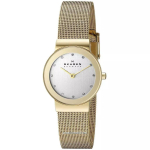 SKAGEN Freja Kuldse Tooni V&otilde;rkk&auml;ev&otilde;ru Kristallidega Naiste K&auml;ekell Naiste Kvartsikell Roostevaba Teras Nailon Mineraalklaas 30m 26mm 358SGGD kuld