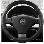 Must mikrofiibernahast k&auml;sitsi &otilde;mmeldud auto roolikate Volkswagen Golf 5 Mk5 GTI VW Golf 5 R32 Passat R GT 2005 jaoks brown round